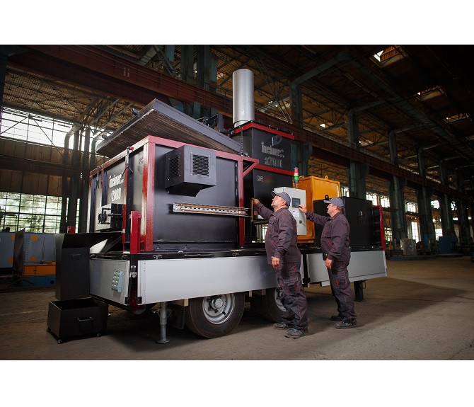 Incineratorul mobil IncinerPro a2000 pentru fermele de animale.